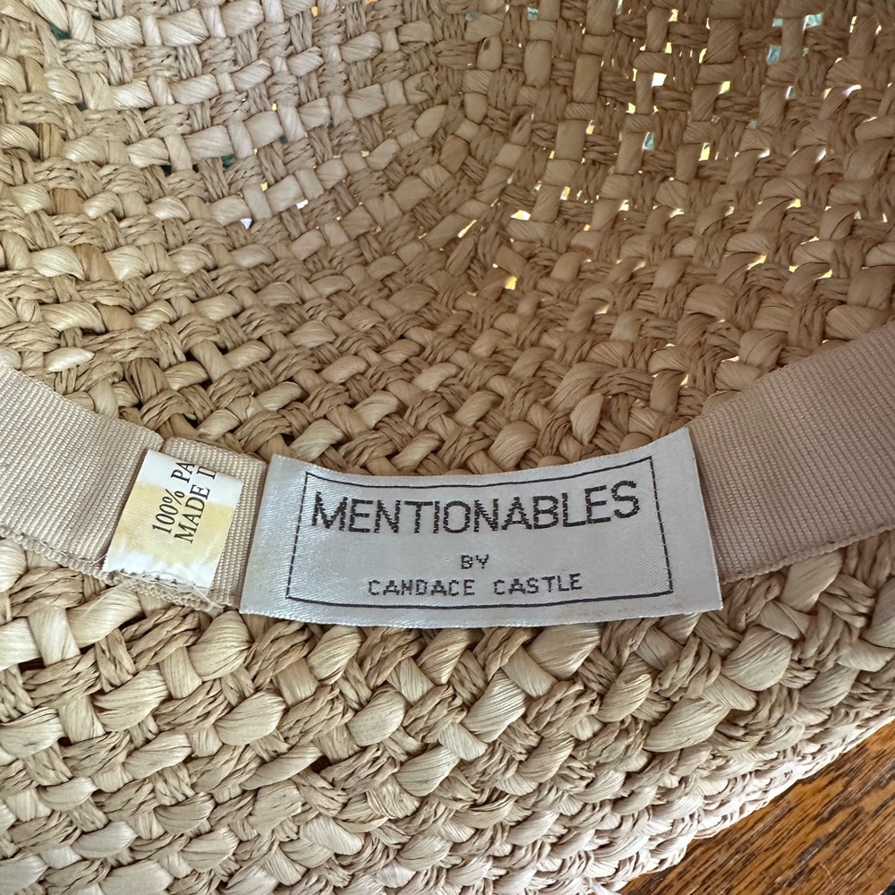Stunning Vintage Woven Straw Hat with Hydrangea and Chiffon Band EUC! - Picture 5 of 7